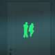 Sticker pour toilettes homme et femme pressés fluorescent