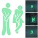 Sticker pour toilettes homme et femme pressés fluorescent