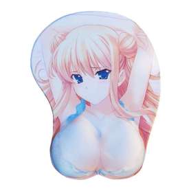 Tapis de souris jeune fille blonde avec repose-poignet seins 3D 