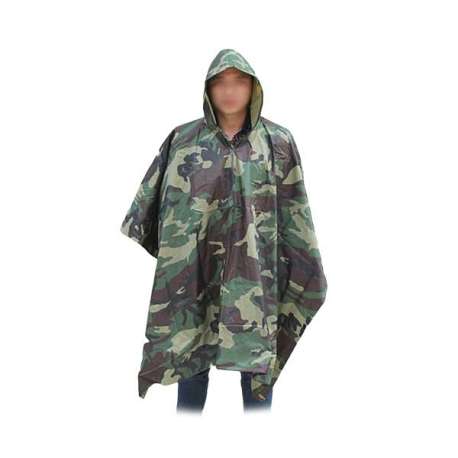 Poncho imperméable à fermeture éclair camouflage 