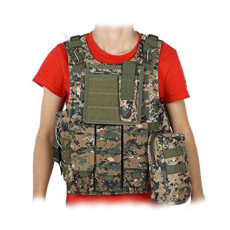 Gilet tactique multipoches à 3 sacs amovibles camouflé 