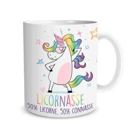 Mug licornasse 50 % Licorne, 50% Connasse