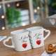 Tasses imbriquées I love you avec anses cœurs 