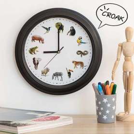 Horloge murale animaux avec sons cris d’animaux
