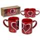 Tasses romantiques imbriquées cœurs rouges