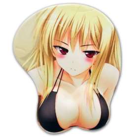 Tapis de souris manga blonde bikini noir repose poignet