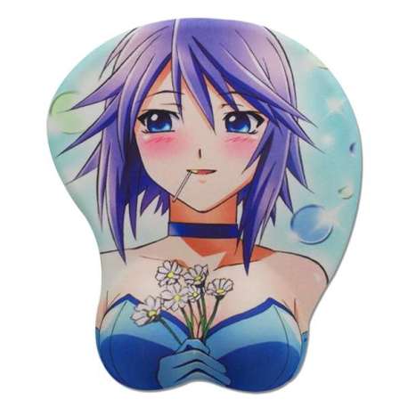 Tapis de souris repose poignet manga cheveux bleus