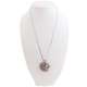 Collier long couleur argenté pendentif rose