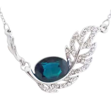 Collier argenté à pendentif feuille allongée