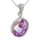 Superbe collier pendentif argenté, chaînes forçat, à cristal mauve