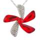 Collier fleur avec strass et fausse pierre rouge