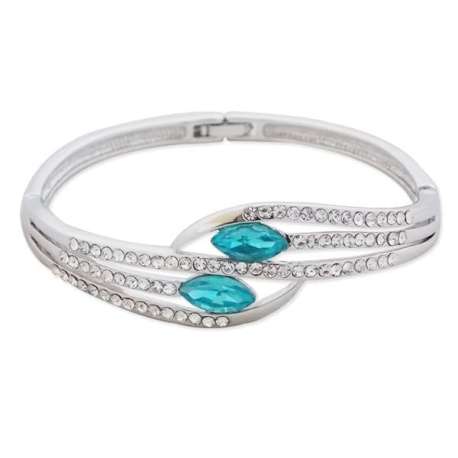 Bracelet argenté avec strass et pierres turquoise