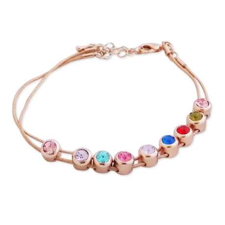Joli bracelet doré et coloré, embelli par 9 petites pierres