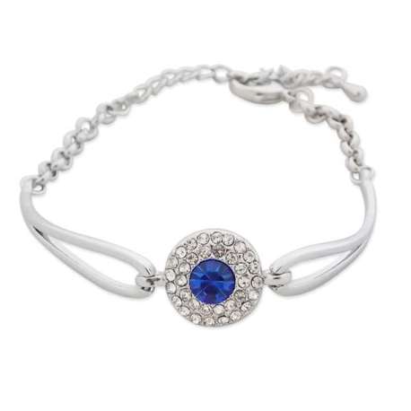 Bracelet argenté avec pierre bleue et strass