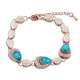 Magnifique bracelet doré, à maillons en goutte, serti de pierre bleu