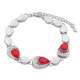 Joli bracelet argenté en forme de goutte, serti de pierre rouge