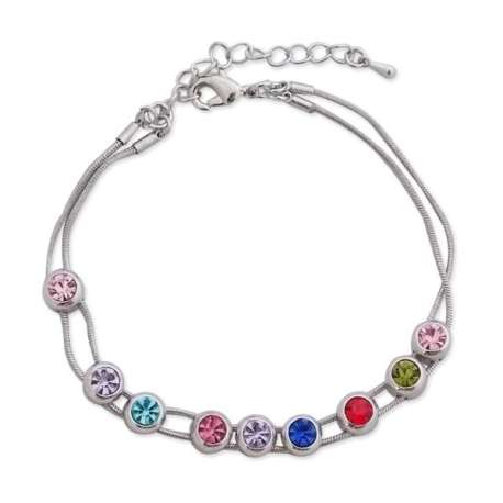 Bracelet à deux branches argentées, embelli par des pierres