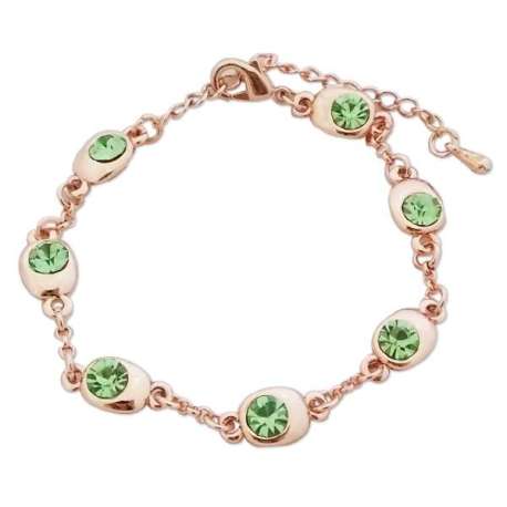 Bracelet doré, bijoux ovales avec des faux cristaux verts