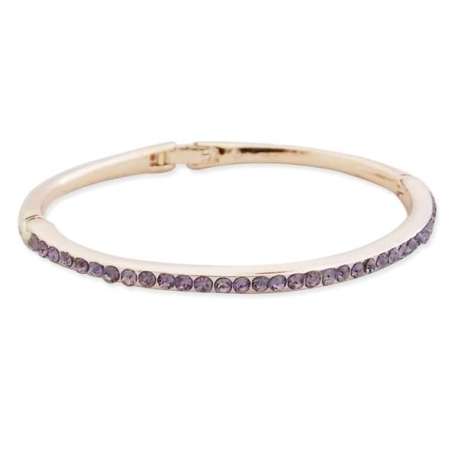 Bracelet fin rigide doré avec strass mauves