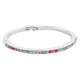 Bracelet fin rigide couleur argenté et strass multicolores