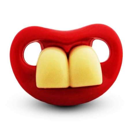 Tétine humoristique bouche deux grosses dents