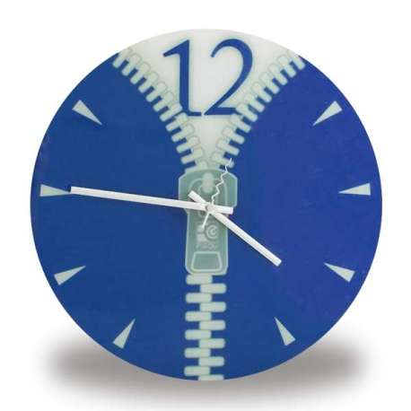 Horloge zip bleue fermeture éclair