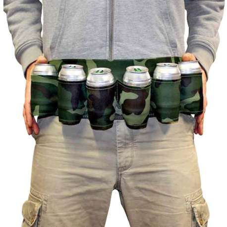 Ceinture à bière camouflage militaire 6 supports à canette