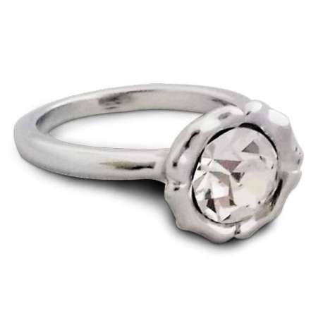 Bague argentée pierre blanche