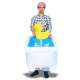 Costume gonflable homme dans sa baignoire avec petit canard