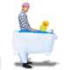 Costume gonflable homme dans sa baignoire avec petit canard