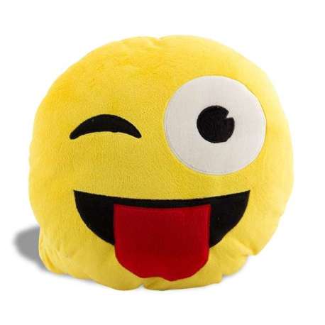 Coussin jaune Smiley avec un clin d’œil