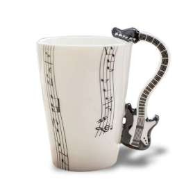 Mug musical en porcelaine avec anse guitare électrique