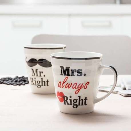 2 tasses mari et femme en céramique