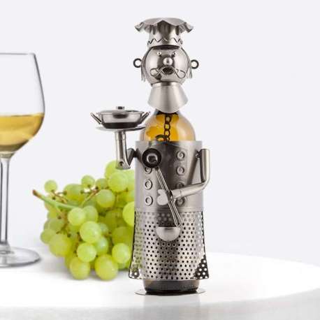 Porte-bouteille métallique cuisinier