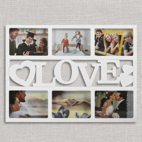 Cadre Love coeurs pour 6 photos