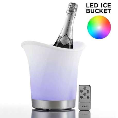 Seau à glace à lumières LED multicolores champagne