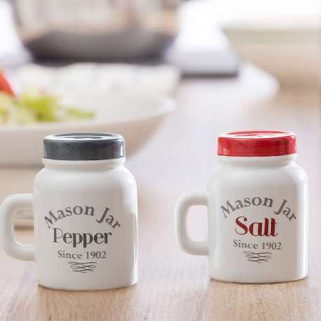 Duo sel poivre en forme de mini jar en céramique