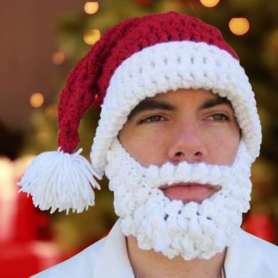 Bonnet Père Noël rouge avec barbe 
