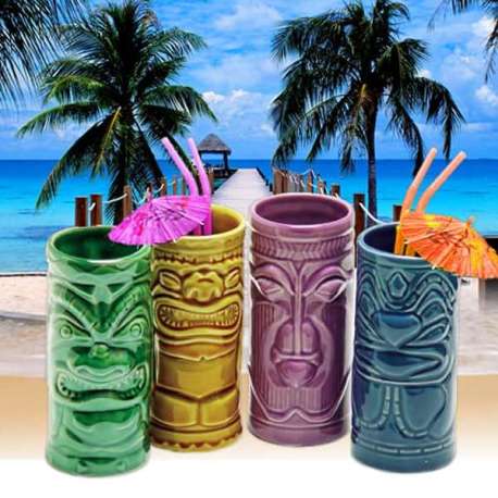 Verres à cocktail Tiki en forme de statuette 