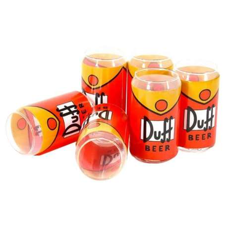 Pack de 6 verres aspect Duff Beer en canettes