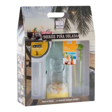 Mélange pour cocktail pina colada avec carafe et 2 verres