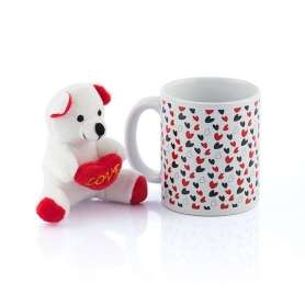 Tasse cœur avec ours en peluche love 