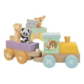 Train animaux en bois 9 pièces