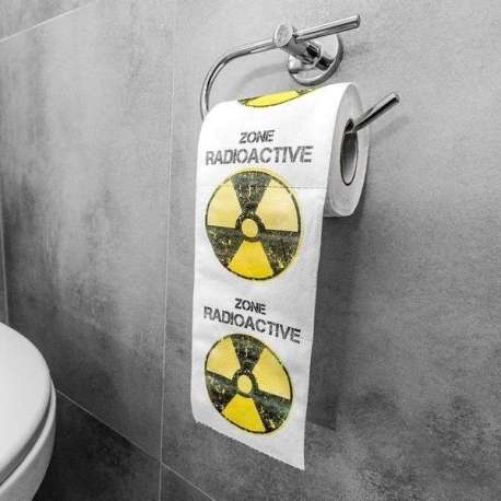 Rouleau de papier toilettes à pictogramme « zone radioactive »
