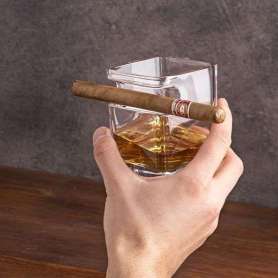 Verre à whisky à compartiment pour cigare 