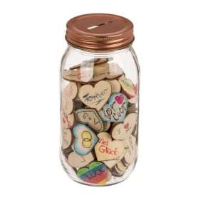 Mason jar de voeux avec 120 coeurs en bois 