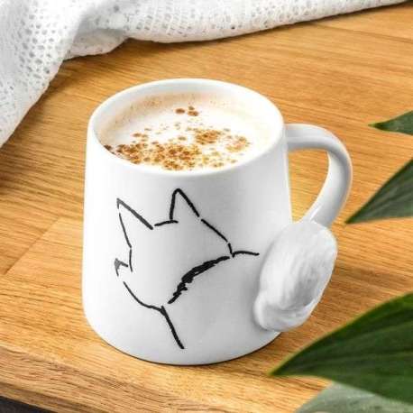 Mug esquisse de chien queue en 3D