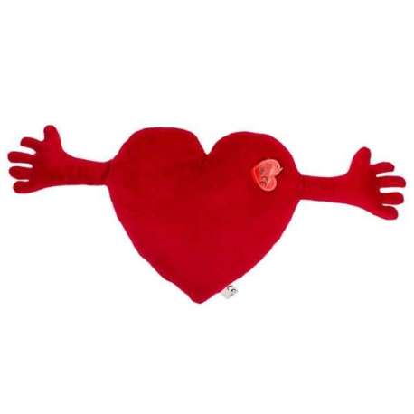 Coussin Peluche Coeur Rouge Bras ouverts 