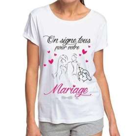 T-Shirt Mariage 'On Signe Tous': Personnalisable pour un Souvenir Unique