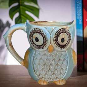 Mug Hibou en Relief Bleu: Savourez Votre Boisson avec une Touche de Magie